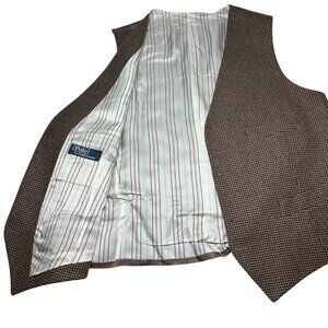 Polo Ralph Lauren Premium Wool Cashmere Vest Brown Plaid Made in Italy NWOT‎